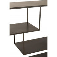 Étagère basse rectangulaire 4 niveaux irréguliers en métal noir - Design sobre et épuré - L120 x H81.5 x P30 cm_3