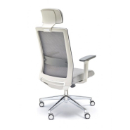Fauteuil de bureau NICE avec têtière tapissée, accoudoirs 3D réglables et structure blanche - Référence 6428 FR206_3
