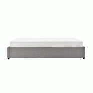 Lit coffre Dorres 140x190 cm - sommier relevable avec grand rangement - revêtement tissu gris clair_3