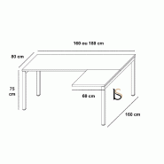 Bureau avec retour dégagé Yard - MARTEX - 160, Blanc_3