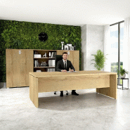 Bureau de direction TAK plateau rectangulaire - Mobel Linea - 200, Chêne veiné_0