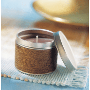 Bougie senteur vanille - parfumée - boîte en étain avec ficelle - couleur marron - 106 gr_3