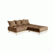 Canapé convertible futon Senza en pin naturel - Coloris mocca - Couchage 90 x 200 cm - Design minimaliste Karup_3