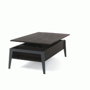 Table basse relevable en noyer foncé Brighton 2 - piètement gris ardoise 110x70cm avec rangement intégré_3