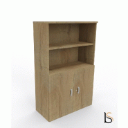 Armoire moyenne avec portes basses - Mobel Linea - 100, Chêne veiné_3