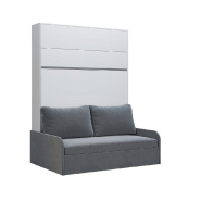 Composition lit escamotable 160x200 cm blanc mat Bermudes Sofa - canapé microfibre gris avec 2 colonnes_3