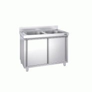 Plonge inox 2 bacs sur placard - P 600 mm - 1200_3