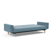 Canapé convertible Splitback Stem avec accoudoirs - pieds obus en chêne naturel - tissu Mixed Dance Light Blue - couchage 115x210 cm_3