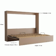Armoire-lit escamotable Vertigo taupe mat - couchage 140x200 cm - ouverture transversale_3