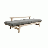 Banquette convertible futon STEP en pin massif - Coloris grey - Couchage 70x200 cm - Design élégant et raffiné_3