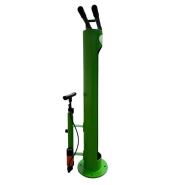 Station de réparation et gonflage pour vélos VELOREP - acier inox, vert, Hauteur 110 cm, Ø 15,2 cm_3