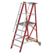 Plate-forme de travail repliable en fibre de verre et aluminium - 650 x 600 mm - Garde-corps et marches striées_3