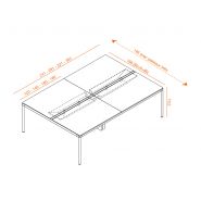 Bureau bench 4 personnes Redline - plateaux coulissants, gestion des câbles intégrée, design exclusif_3