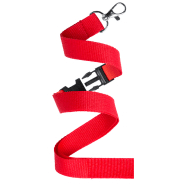 Tour de cou en polyester - avec mousqueton amovible en métal - couleur rouge - 16g_3