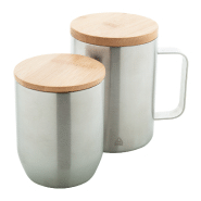Mug thermos - double paroi en acier inoxydable recyclé - couvercle en bambou - 350 ml_3