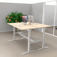 Bureau bench réglable en hauteur UP - Mobel Linea - Oui, 180, Alu, Chêne moyen_3