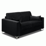 Canapé convertible express JACKSON 140cm - sommier lattes - matelas 16cm - tête de lit intégrée - polyuréthane noir_3