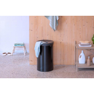 Corbeille à linge Brabantia - 60 litres - Matt Black - Ouverture Quick-Drop et sac à linge en coton_3
