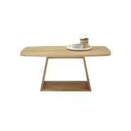 Table basse design Jacobstad - chêne sauvage massif huilé avec roulettes intégrées - 110x70 cm_3