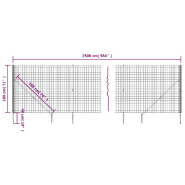 Vidaxl clôture en treillis métallique et ancrage anthracite 1,8x25 m 154269_3
