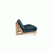 Canapé convertible futon ROOTS - pin naturel - coloris bleu pétrole - couchage 140x200 cm - design japonais et scandinave_3