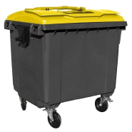 Bac de collecte roulant 4 roues avec couvercle plat - Capacité 660 L - Conforme à la norme EN 840_3