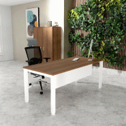 Bureau Professionnel Tempo Mobel Linea. - Blanc 9010, 180, Acacia foncé, Oui_0