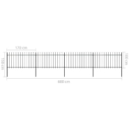 Vidaxl clôture de jardin avec dessus en lance acier 6,8 x 1 m noir 277614_3