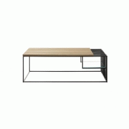 Table basse Jully - chêne massif huilé et métal noir - style industriel - plateau 120x60 cm_3