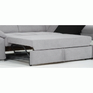 Canapé d'angle droit convertible avec méridienne coffre - tissu gris clair - couchage 140x200 cm - pieds métal chromé_3