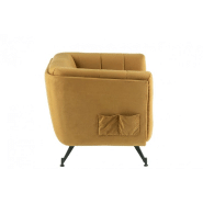 Fauteuil lounge Marianah ocre - style contemporain et assise capitonnée en velours_3