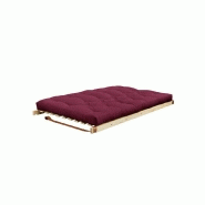 Banquette futon JUMP en pin massif - Coloris bordeaux - Couchage 130x190 cm_3