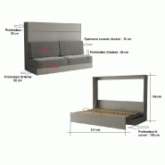 Armoire-lit escamotable VERTIGO SOFA gris - canapé avec couchage 140x200 cm_3