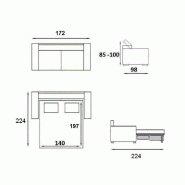 Canapé hôtellerie Divano convertible - ouverture express - matelas 16 cm - sommier à lattes Renatonisi - tissu tweed gris silver_3