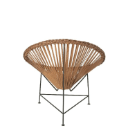 Fauteuil design AGAFI en rotin brun - structure métal noir - usage intérieur et extérieur_3