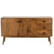 Buffet bas design TANY - 2 portes, 3 tiroirs en bois de manguier marron - 145x80x40 cm_3