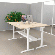 Bureau bench réglable en hauteur UP - Mobel Linea - Oui, 180, Blanc, Chêne moyen_0