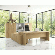 Bureau monochrome TAK avec rangement intégré - Mobel Linea - 245, Droite, Chêne veiné_0