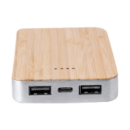 Power Bank USB - Aluminium recyclé et bambou - Batterie 5000 mAh - 2 ports USB et 1 port USB-C_3