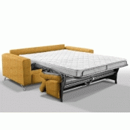 Canapé convertible Suède 140 cm - ouverture express, sommier à lattes Renatonisi, matelas 16 cm tweed jaune_3