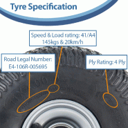11x4.00-4 Tondeuse à gazon Pneus et jante acier P332 20mm Roulements 145kgs (Lot de 2)_3