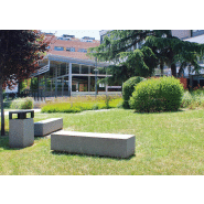 Banc public Kube UM372 - béton préfabriqué gris granite rugueux_3