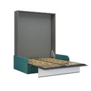 Armoire lit escamotable Bermudes Sofa - Canapé bleu avec bandeau blanc 160x200 cm_3