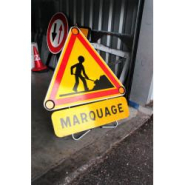 Panonceau indications diverses complétant un panneau temporaire de danger AK KM9_3