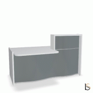 Banque d'accueil compacte WAVE avec plateau bas - MDD - 157, Gris brillant, Gauche_0