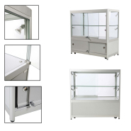 Vitrine Exposition LED H 90 x L 90 x P 45 cm - Gris Alu - Réf.2228402_3