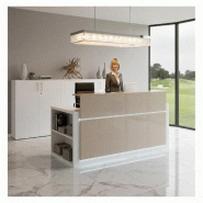 Banque d'accueil avec étagère intégrée Avant - Ofitres - 197, Blanc, Gauche, Oui, Beige brillant_0