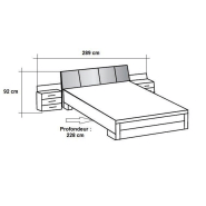 Lit design Burnaby 180 x 200 cm - Chêne artisan et tête en cuir synthétique avec chevets intégrés et coffre de rangement_3