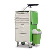 Carrydose Crom - Chariot médical en aluminium laqué - 4 roues pivotantes, anti-fils - Tiroir auxiliaire à fermeture douce_3