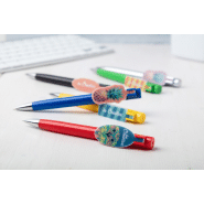 Stylo à bille en plastique - clip sur mesure - encre bleue - marquage UV LED - couleur jaune_3